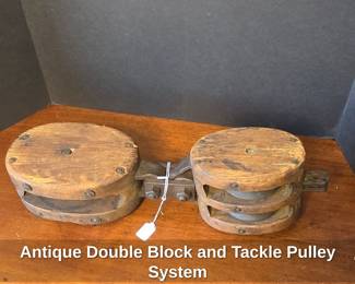 Antique Double Block and Tackle Pulley System