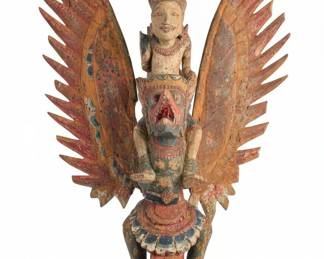 Balinese Carved Wood Garuda Sculpture