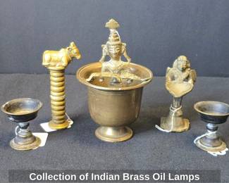 Collection of Indian Brass Oil Lamps