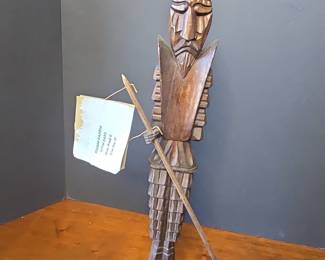 Carved Wooden Don Quixote Figure with Staff