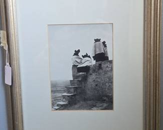 Edward S. Curtis Three Hopi Women at the Top of Adobe Steps, New Mexico Photograph