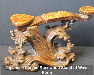 Japanese Carved Rosewood Stand of Wave Form
