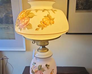 Vintage Gone With The Wind Milk Glass Lamp with Nightlight