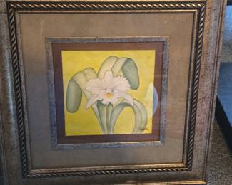 Watercolor Painting of a White Orchid by Deborah