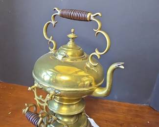 Victorian Brass Tilting Teapot with Warmer