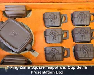 Yixing Zisha Square Teapot and Cup Set in Presentation Box