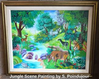 Jungle Scene Painting by S. Poindujour