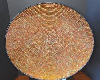Pair of Large Mirrored Mosaic Tile Bowls on Stands