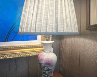 HandPainted Ceramic Table Lamp with Floral Design