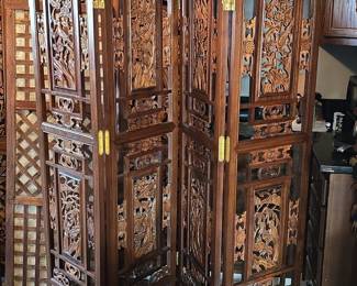 Midth Century Chinese Rosewood Open Carved Screen or Room Divider