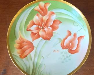 Limoges Hand Painted Old Abbey Plate with Orange Lilies