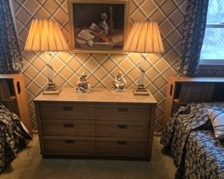 Gold Leaf lamps and Dresser