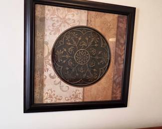 Framed Decorative Wall Art with Medallion Motif