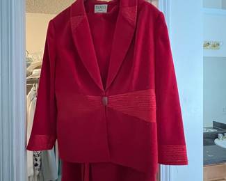 Tango Red Beaded Jacket and Skirt Suit