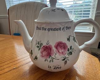 Vintage Arthur Wood & Sons Teapot with Pink Roses and Script