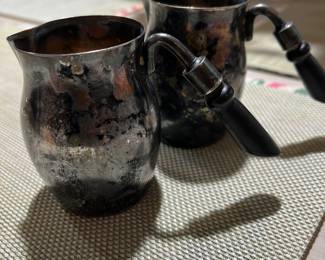Antique Silver-Plated Creamer and Sugar Bowl Set