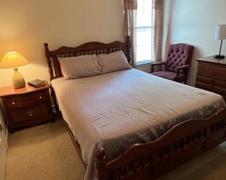 Vintage Solid Wood Spindle Post Bed Frame