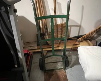Green Metal Hand Truck with Wood Platform