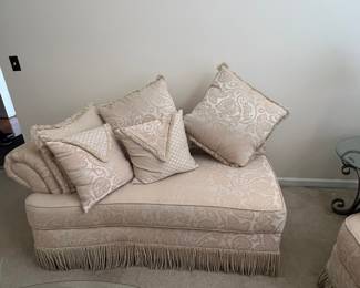 Raymond Waites Damask Sofa with Decorative Pillows