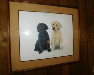 SIGNED LOUIS FRISINO "BLACK & YELLOW LABRADOR RETRIEVERS"