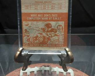Don Meredith Signed Football And Playing Card Personalized For Mark, Don Meredith Signed Football And 1963 T.c.g. Trading Card. Both Pieces Are In Protective Display Cases