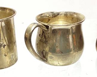 (3) 2 LUNT STERLING SILVER CUP & CREAMER, 1 STERLING SILVER CREAMER MARKED R L B 593 ROGERS LUNT & BOWLEN, 162 GRAMS OF .925 STERLING SILVER