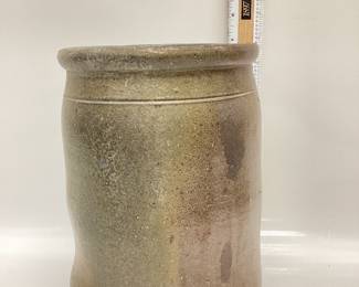 19TH CENTURY SALT GLAZED STONEWARE CROCK 8.5x6 INCHES