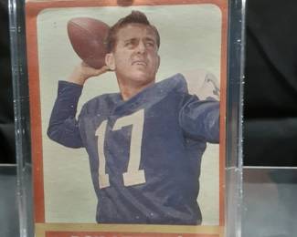 Don Meredith Signed Football And Playing Card Personalized For Mark, Don Meredith Signed Football And 1963 T.c.g. Trading Card. Both Pieces Are In Protective Display Cases