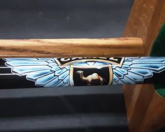 RARE AUTOGRAPHED STEVE MIZERAK CAMEL POOL CUE THIS RARE LOT FEATURES AUTOGRAPHS OF STEVE THE MIZ MIZERAK, MIKE CAPTAIN HOOK SIGEL, JEANETTE THE BLACK WIDOW LEE, EWA THE STRIKING VIKING LAURANCE