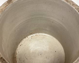 #4 COFFEYVILLE STONEWARE CROCK HAS A CRACK DOWN THE SIDE