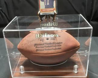 Don Meredith Signed Football And Playing Card Personalized For Mark, Don Meredith Signed Football And 1963 T.c.g. Trading Card. Both Pieces Are In Protective Display Cases