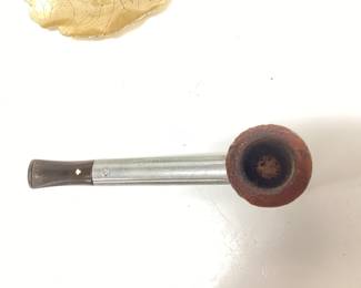 VTG KAYWOODIE FILTER ALUMINUM PIPE, MISSOURI MEERSCHAUM CORN COB PIPE AND DARK BRIAR WOOD PIPE AND 2 ASHTRAYS