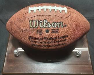 Don Meredith Signed Football And Playing Card Personalized For Mark, Don Meredith Signed Football And 1963 T.c.g. Trading Card. Both Pieces Are In Protective Display Cases