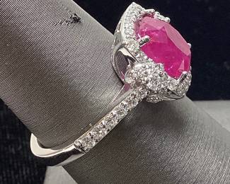 PLATINUM RUBY & DIAMOND RING, SIZE 7, RARE HEATED G.I.A. CERTIFIED BURMESE RUBY, 3.49ct RUBY, 0.66cts DIAMONDS, 6.6g TOTAL WEIGHT, AIGL APPRAISAL $17,824.00