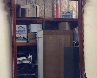 CHIPPENDALE STYLE MAHOGANY MIRROR AND BEVELED SQUARE MIRROR