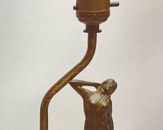 EARLY to MID 1900s ART DECO REMBRANDT BRASS LADY SCULPTURE TABLE LAMP With MARBLE BASE