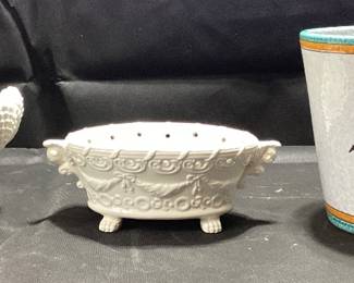 3 MADE IN ITALY PLANTERS SEA SHELL, FOOTED CHERUB, AND FORAL