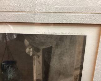 VTG. LARGE FRAMED HEVA COOMANS PRINT Titled Contentment. Framed in beautiful gilded frame. 44x40. No shipping. Pickup only