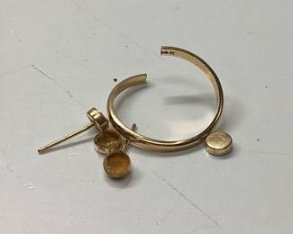 14k and 10k GOLD SCRAP LOT 14k BROKEN RING AND EARRINGS 2 GRAMS, 10k SHRINERS PIN 1.36 GRAMS