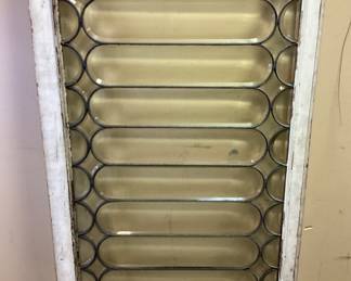 ANTIQUE LEADED GLASS TRANSOM WINDOW NO SHIPPING PICKUP ONLY