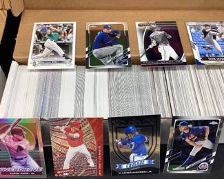 3 SLEEVES ASSORTED BASEBALL & FOOTBALL CARDS, TOPPS, PANINI, DONRUSS, NFL, CAL RALEIGH, DAVE PARKER, RON GUIDRY, RICKY HENDERSON,AARON JUDGE, JOE BURROW, JUSTIN FIELDS, T.Y. HILTON, JUSTIN JEFFERSON, MAX CROSBY,