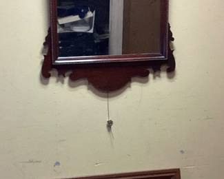 CHIPPENDALE STYLE MAHOGANY MIRROR AND BEVELED SQUARE MIRROR