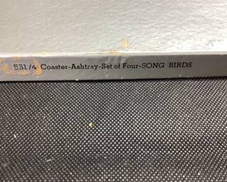 SHERIDAN SILVER PLATE SET OF 4 COASTERS SONG BIRDS IN ORIGINAL BOX STILL IN PLASTIC