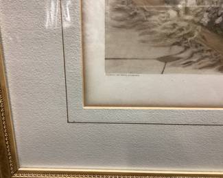 VTG. LARGE FRAMED HEVA COOMANS PRINT Titled Contentment. Framed in beautiful gilded frame. 44x40. No shipping. Pickup only