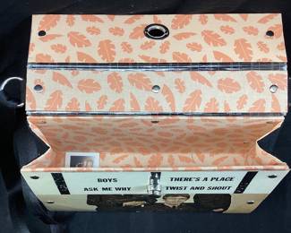  VTG. THE BEATLES VINYL COVERED HANDBAG MADE FROM 1964 LP TITLED INTRODUCING THE BEATLES, ONE OF A KIND