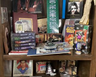  CHOICE CABINET PORCELAIN DOLLS, ELVIS, BILLY RAY CYRUS, VHS TAPES