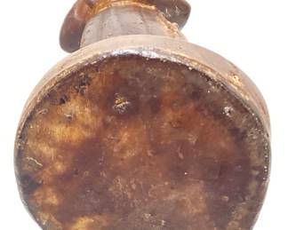 VTG. 26in SOLID WOOD SAINT FRANCIS OF ASSISI SCULPTURE, PATRON SAINT OF ANIMALS IN MONASTIC ROBE WITH BIRDON ARM