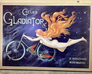 VTG. FRAMED CYCLES GLADIATOR ADVERTISEMENT 53x38. No shipping Pickup only