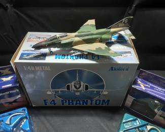 Aviation Die Casts In Boxes F4 Phantom, F4u-1a Corsair, Hawker Hurricane Iib