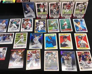 ASSORTED BASEBALL, BASKETBALL & FOOTBALL CARDS, TOPPS, PANINI, SHOHEI OHTANI, BRYCE HARPER, RONALD ACUNA JR., RICKEY HENDERSON, ROGER CLEMENS, OZZY SMITH, FERNANDO VALENZUELA, CHRISTIAN YELICH, ZION WILLIAMSON, LUKA, LeBRON, LAMELO BALL, CADE CUNNINGHAM